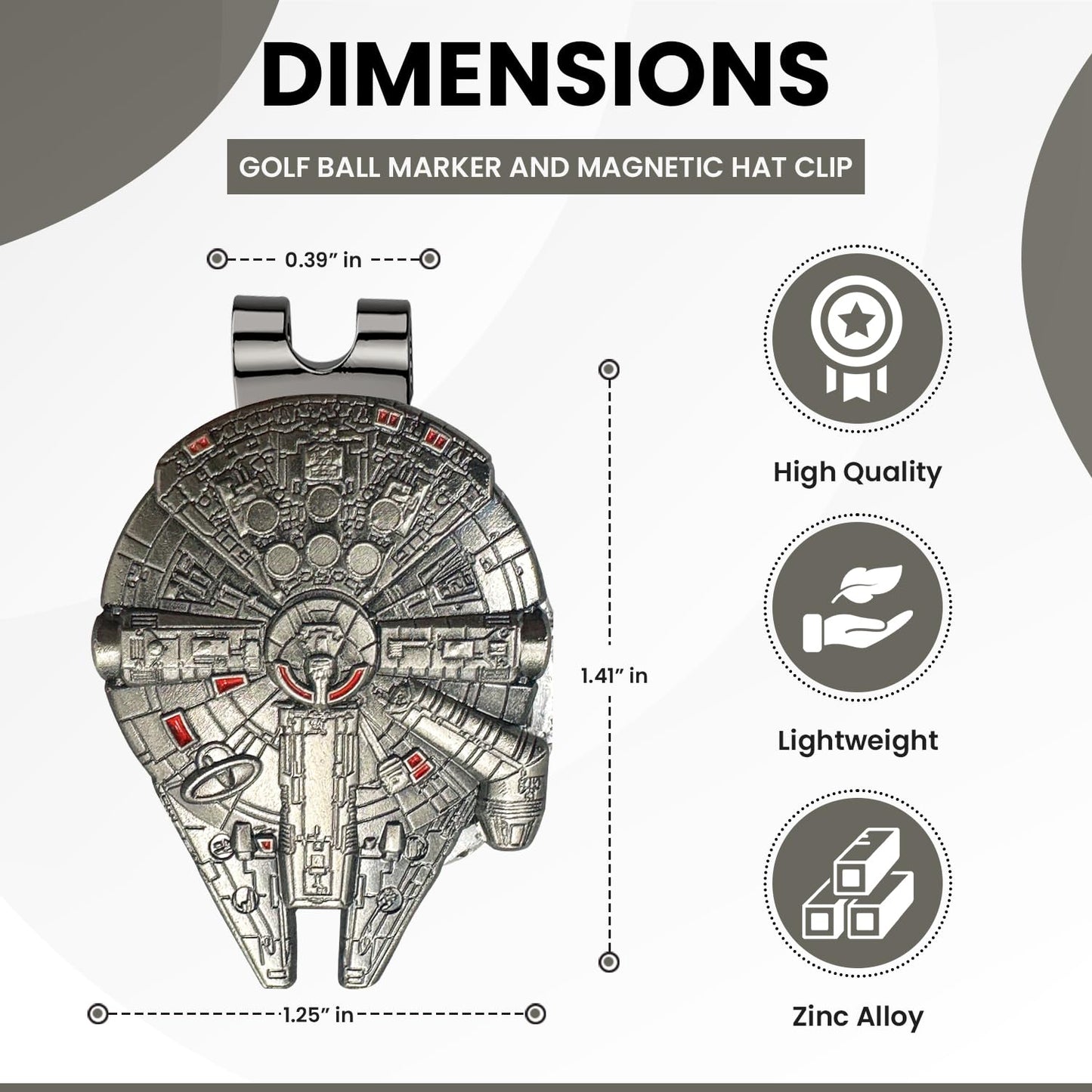 K9King Ultimate Star War Falcon Golf Ball Marker | Golf Ball Marker Set | Premium Accessories for Enhanced Golfing Fun and Funny Golf Gifts for Mens (Falcon-Ballmarker)