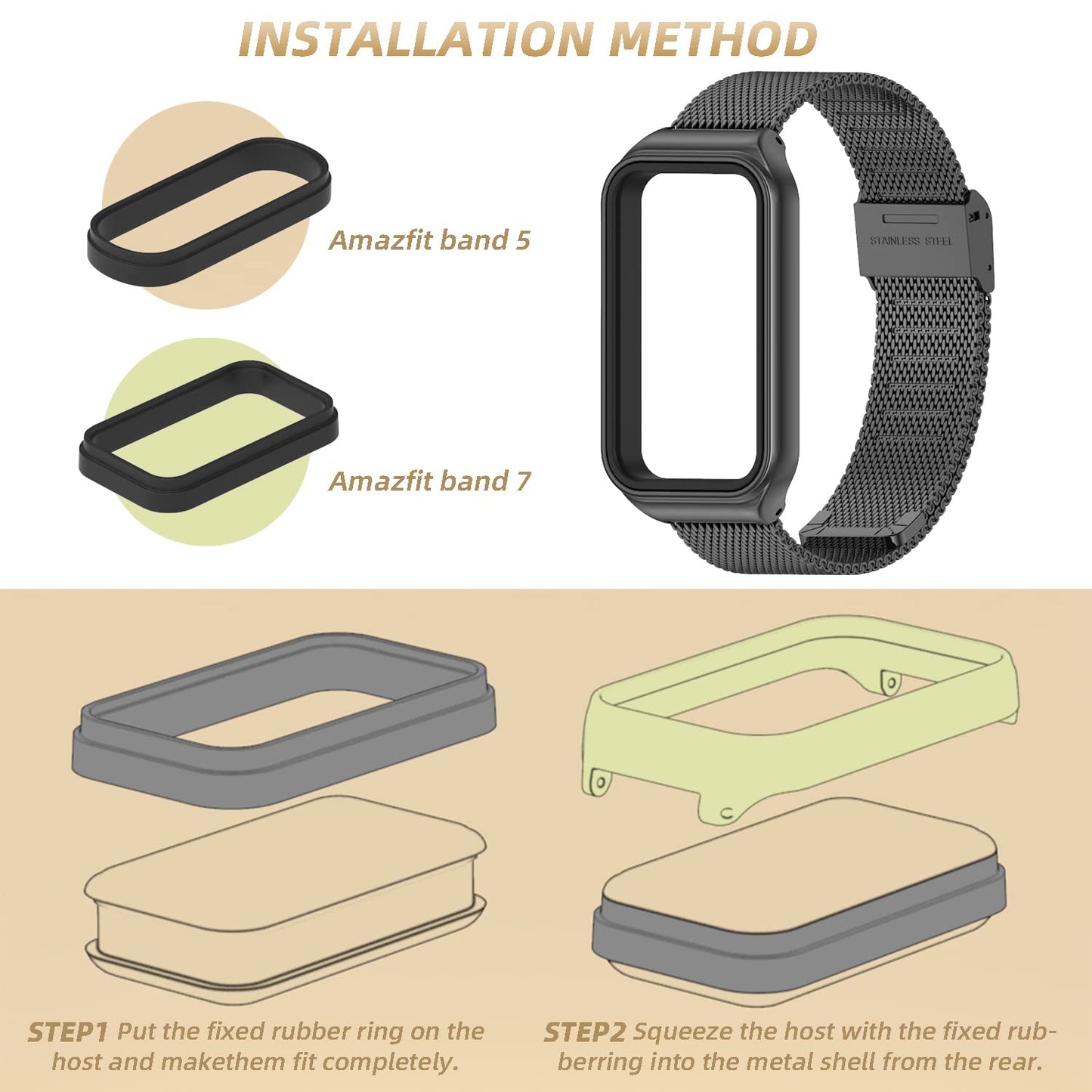 MIJOBS Metal Replacement Strap for Amazfit Band 7 - Compatible with Amazfit 7 Fitness Tracker
