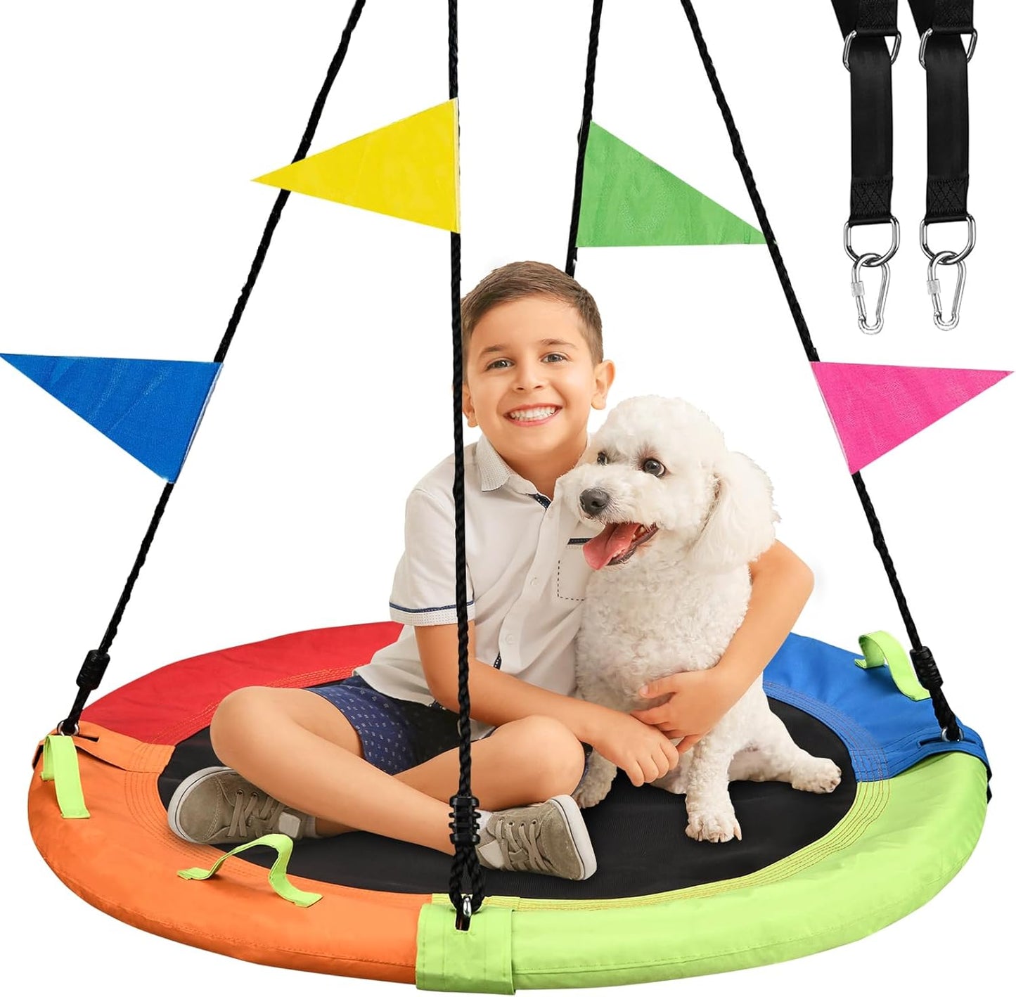 Skiennix Tree Swing - 40-Inch Saucer Swing with 900lbs Capacity | Adjustable Straps for Outdoor Fun