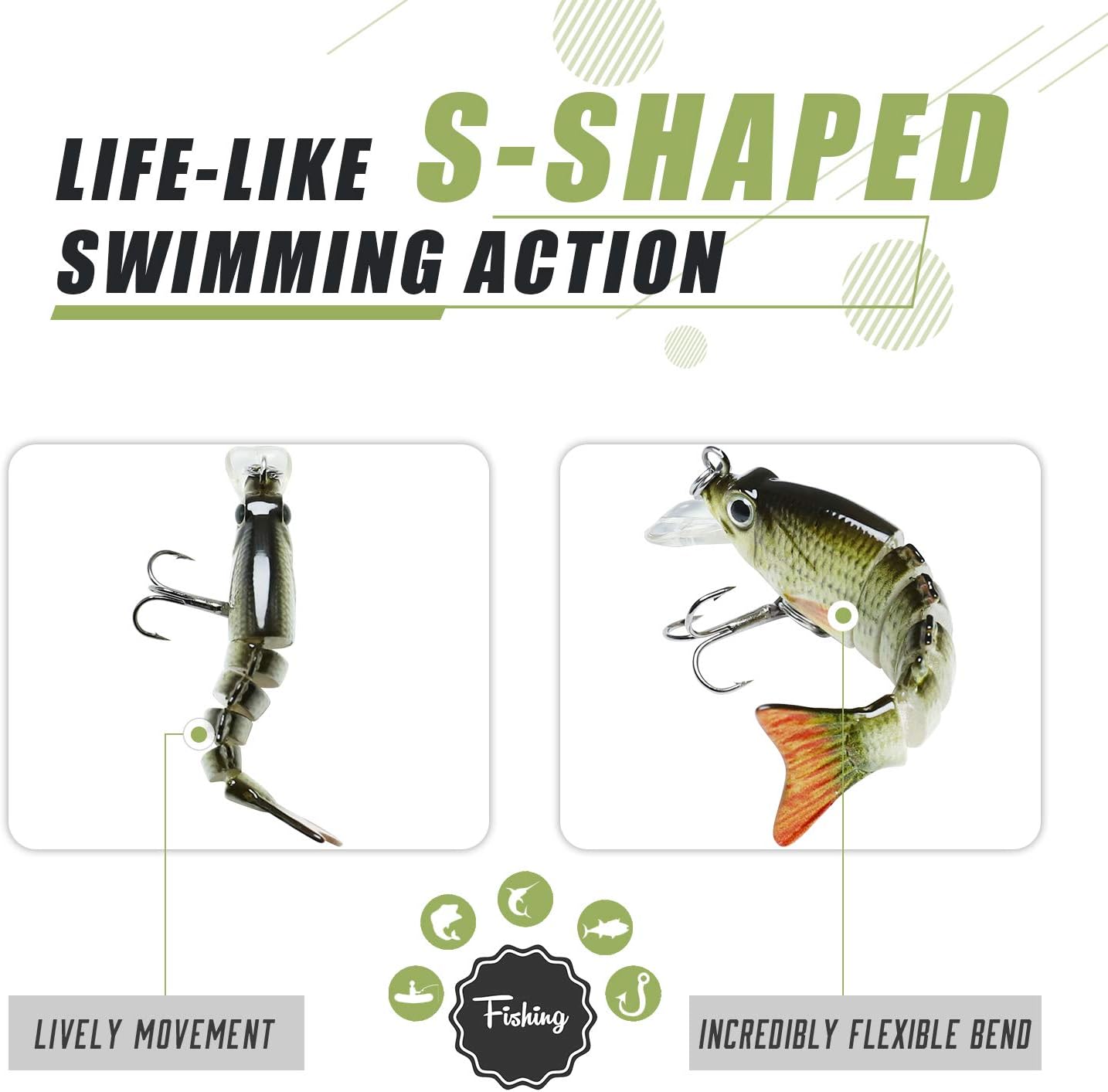 TRUSCEND Fishing Lures - Easy Catch Swimmax with BKK Hooks | Lifelike Wiggling Action for Bass, Trout & Walleye