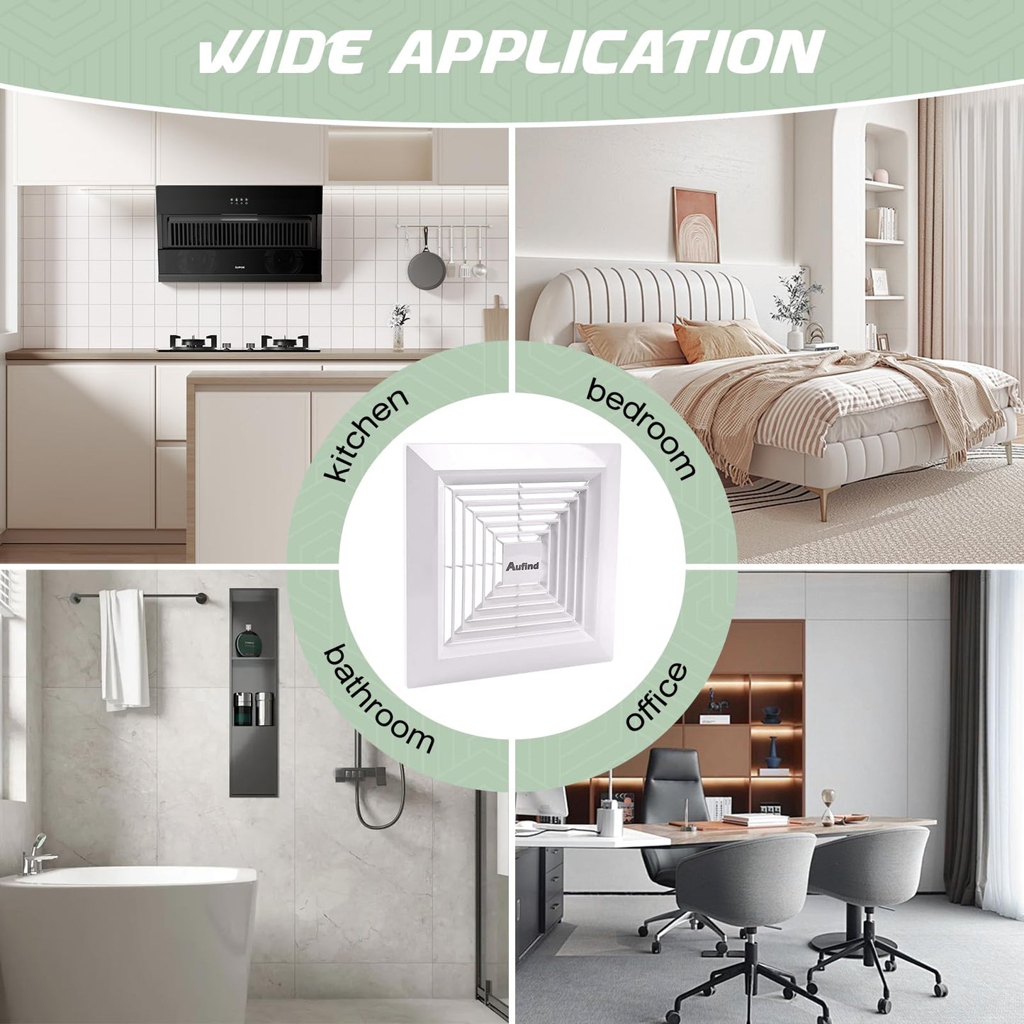 Aufind 11"x11" Bathroom Exhaust Fan Cover with Spring - Heavy Duty Plastic Ventilation Grille, Easy Install Spring-Loaded Design for Ceiling or Wall Mounted Fans