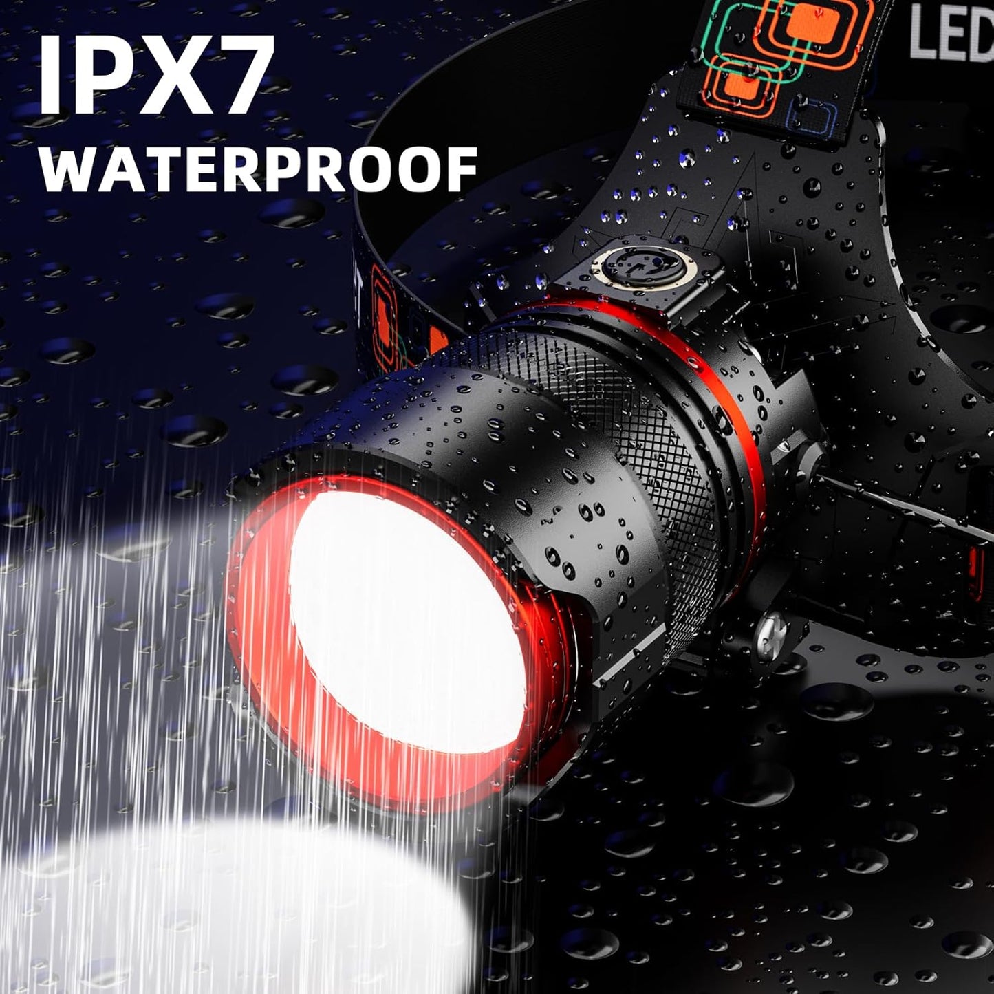 Rechargeable Headlamp - 99000 High Lumens Super Bright LED with Motion Sensor | 12 Modes, IPX7 Waterproof, Adjustable Zoom for Camping and Running