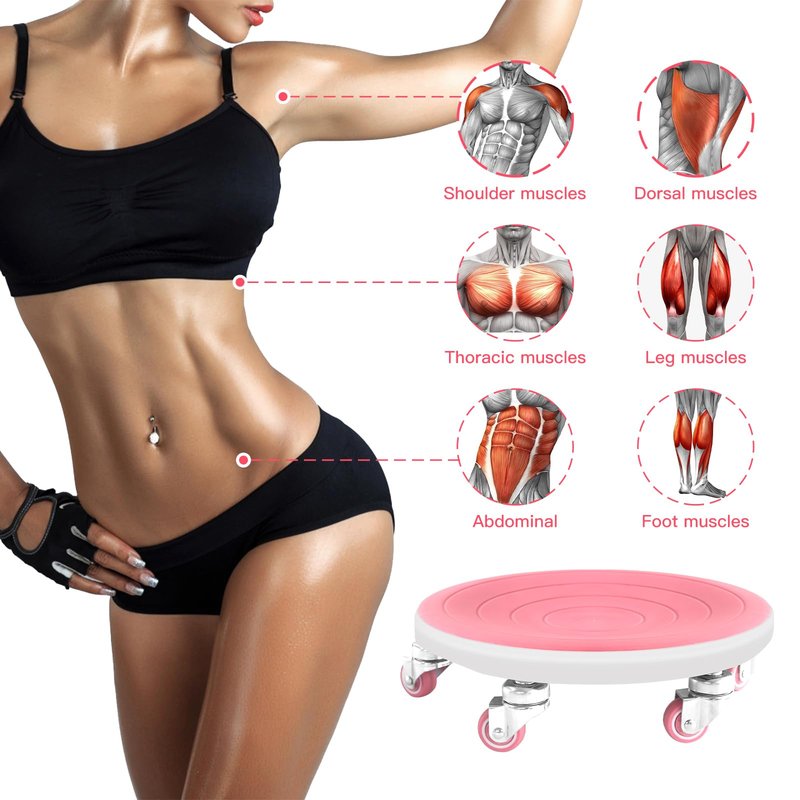 Tasidingster 6 Caster Ab Roller, Ab Exercise Equipment with Knee Pads, Ab Roller Wheel for Core Exercise, Abdominal Strength Training for Home Gym, 360° Silent Ab Workout Equipment (pink)