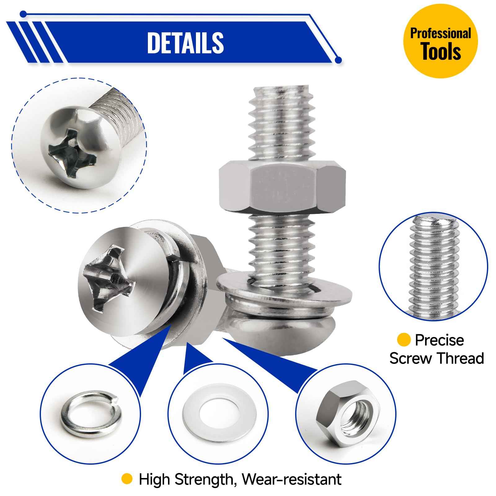 1218 Pcs Screws Bolts and Nuts Assortment Kit with 4 Pcs Screws Wrenches,304 Stainless Steel M3 M4 M5 M6 Metric Machine Screws Nuts Flat Washers and Lock Washer Kit, Anti Rust Screws Set