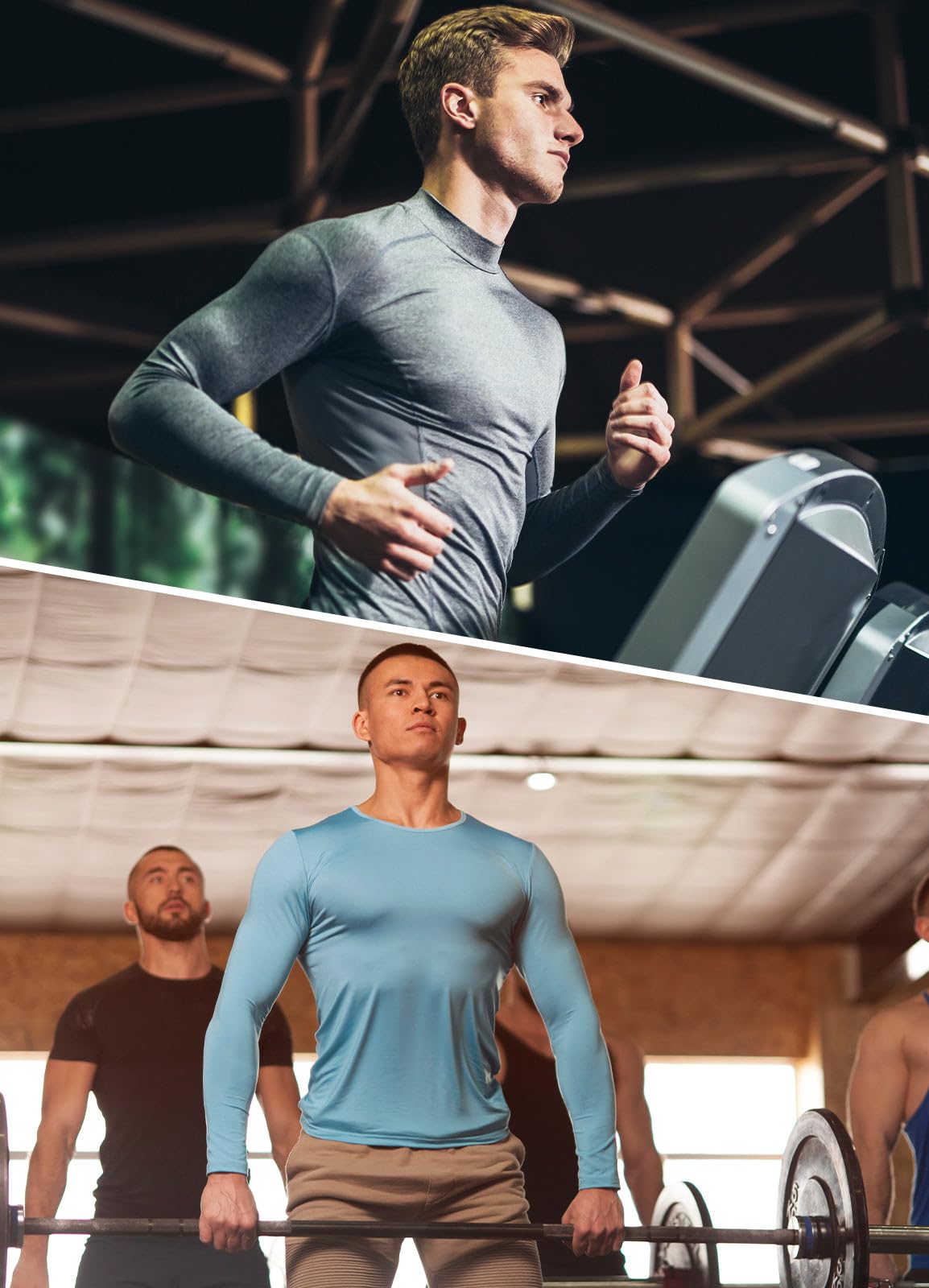 baleaf Men's Long Sleeve Running Shirts Workout Tops Quick Dry SPF Rash Guard Lightweight Hiking Sun Protection t Shirt Orange Red M