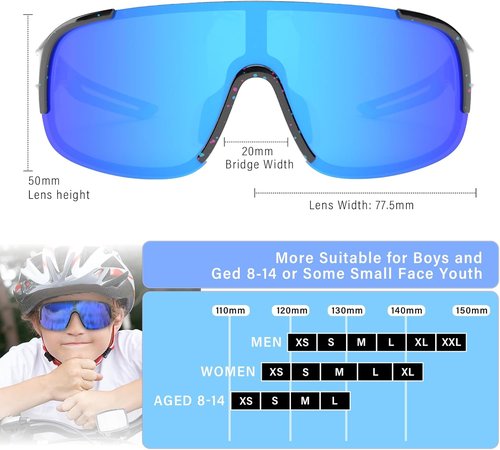 IKTOD Youth Baseball Sunglasses - UV400 Protection for Kids Aged 4-16 | Ideal for Softball & Cycling