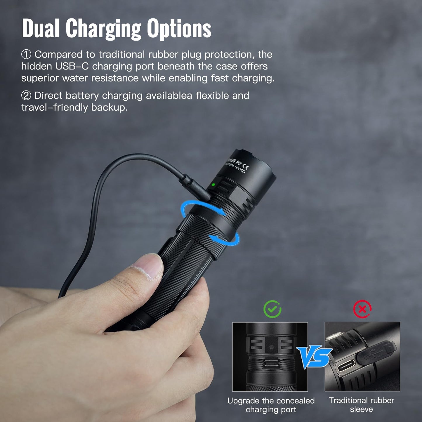 ThruNite Lynx Rechargeable Tactical Flashlight - 3100 High Lumens & 417m Beam LED Flashlight, USB-C Rechargeable with Power Bank Function, IPX8 Waterproof Flash Light for Camping, Hunting & Home Use
