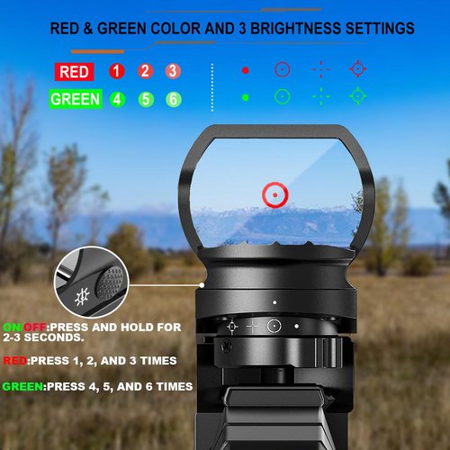 AUKEPATE Reflex Sight - 4 Reticles Red Dot Sight with 20mm Picatinny Rail Mount,Rechargeable Design with 40mm Lens