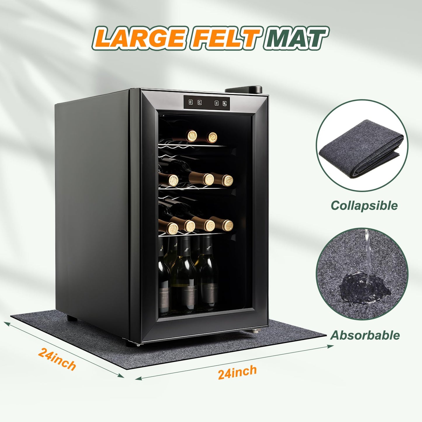 Tinideya Mini Refrigerator Floor Mat 24 x 24 Inch Under Fridge Mats Protector Floor Multifunctional Home Appliance Non Slip Waterproof Washable Carpet