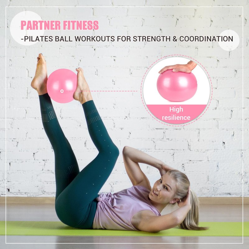 JHMFDDSB Pilates Ring Set, Pilates Essentials Kit with Pilates Ring and Ball, 3 Resistance Bands, Portable Bag & Training Poster, at Home Pilates Starter Workouts Equipment Kit for Women