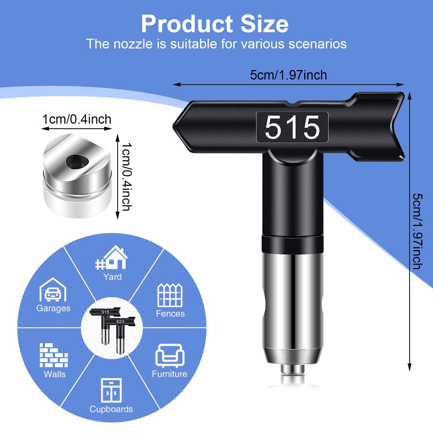 Gyfent Spray Tips, 6Pcs Airless Paint Sprayer Tips Reversible Spray Tips for Airless Paint Sprayer Machine Spray Paint Nozzles for Airless Paint Spray Guns House Painting DIY (211 313 415 515 517 623)