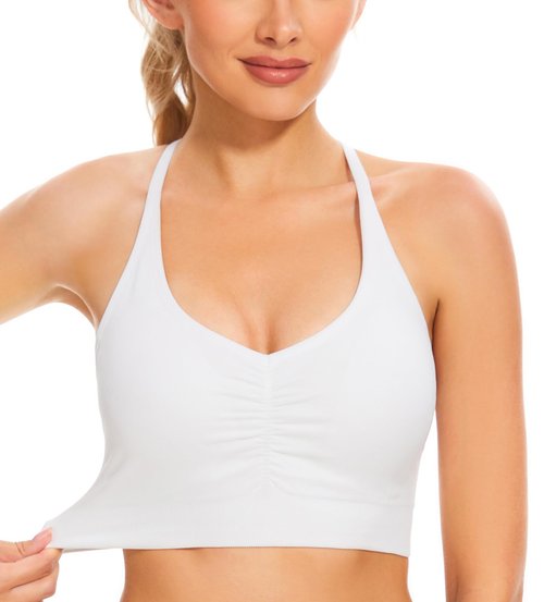 GXXGE Y Back Sports Bras for Women High Impact Spaghetti Thin Strap Fitness Gym Activewear Workout Yoga Bra Black Grey Navy White Large
