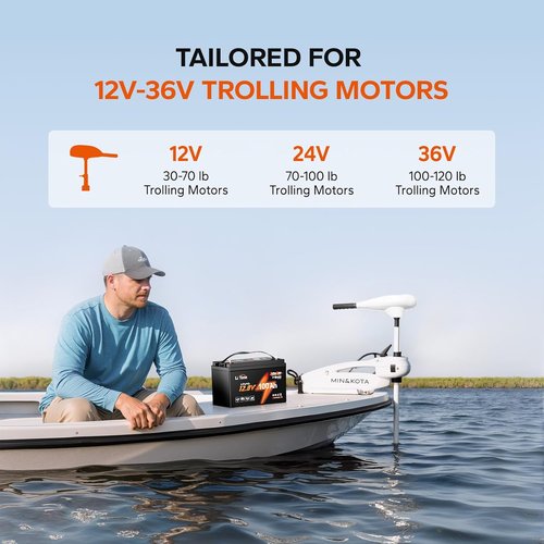 Litime 12V Lithium Battery - 100Ah LiFePO4 Trolling Motor Power | Low Temp Protection & 15000 Cycles