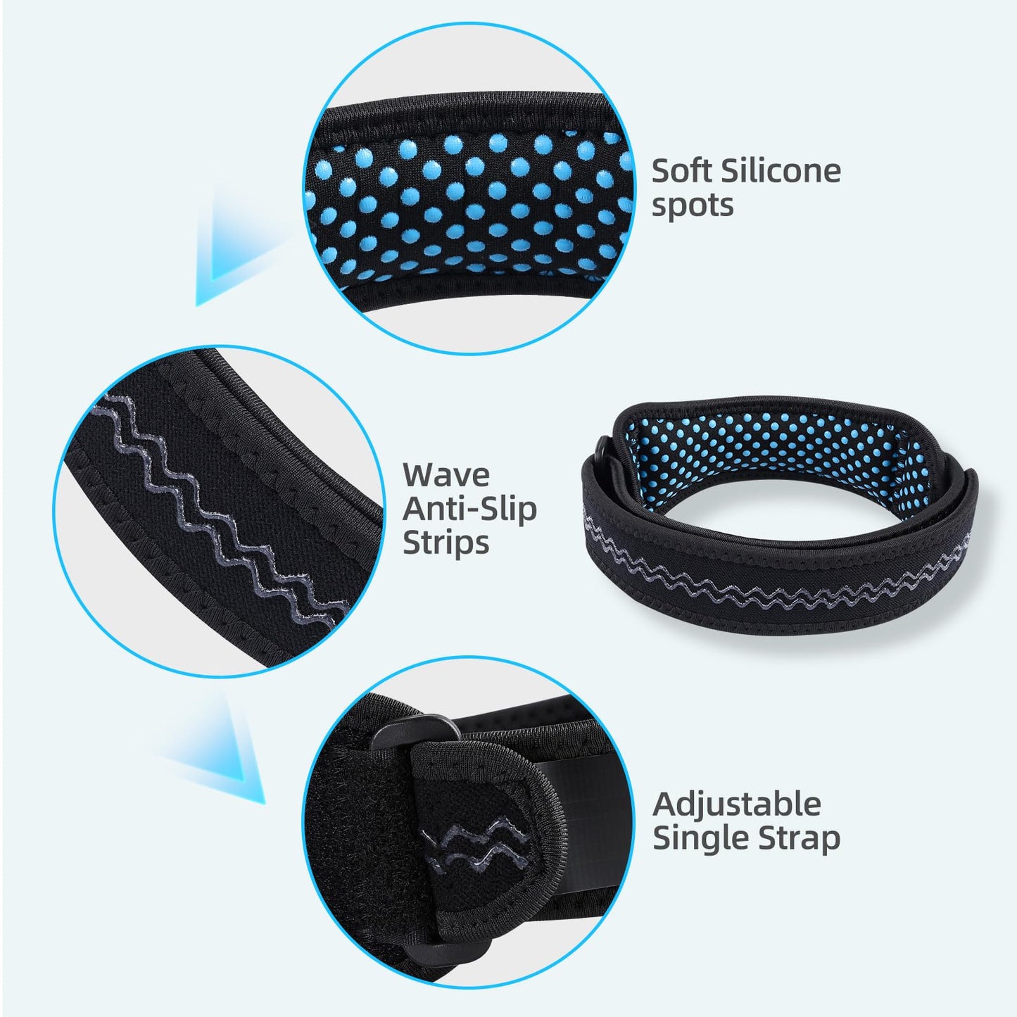 AGPTEK Plus Size Knee Brace for Women & Men, Pain Relief Patella Tendon Knee Strap 2 Pack, Adjustable Knee Support Band for Running Weightlifting Baseball Tennis Volleyball Jogging Bicycle Climbing, 20.87-27.56in