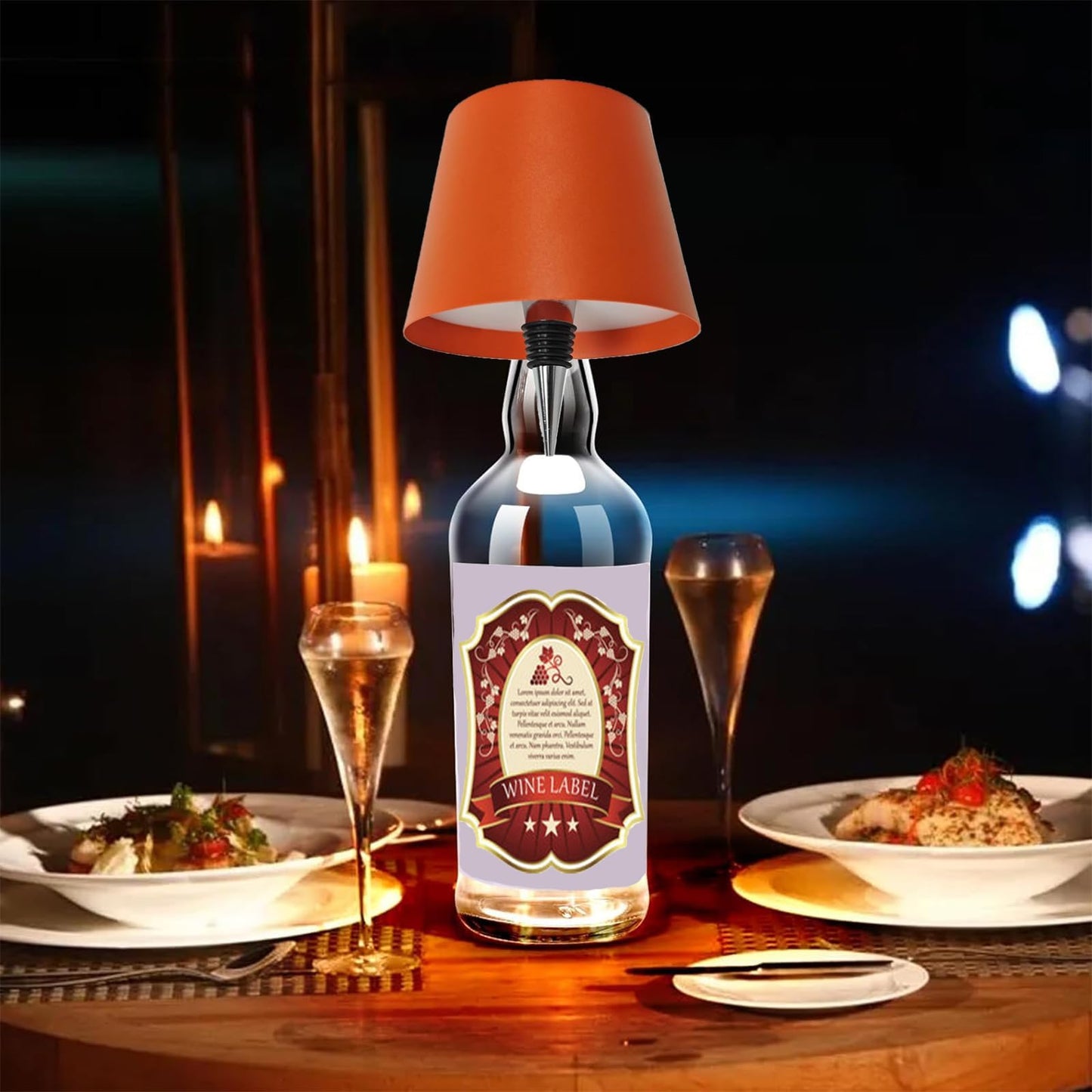 Geojec Wireless Bottle Lamp,Portable LED Wireless Bottles Lamp with 3 Modes Light Imming,Rechargeable Light Head,Touch Table Lamp for Bedroom,Decoration Lamps Student Birthday Gifts (Orange)