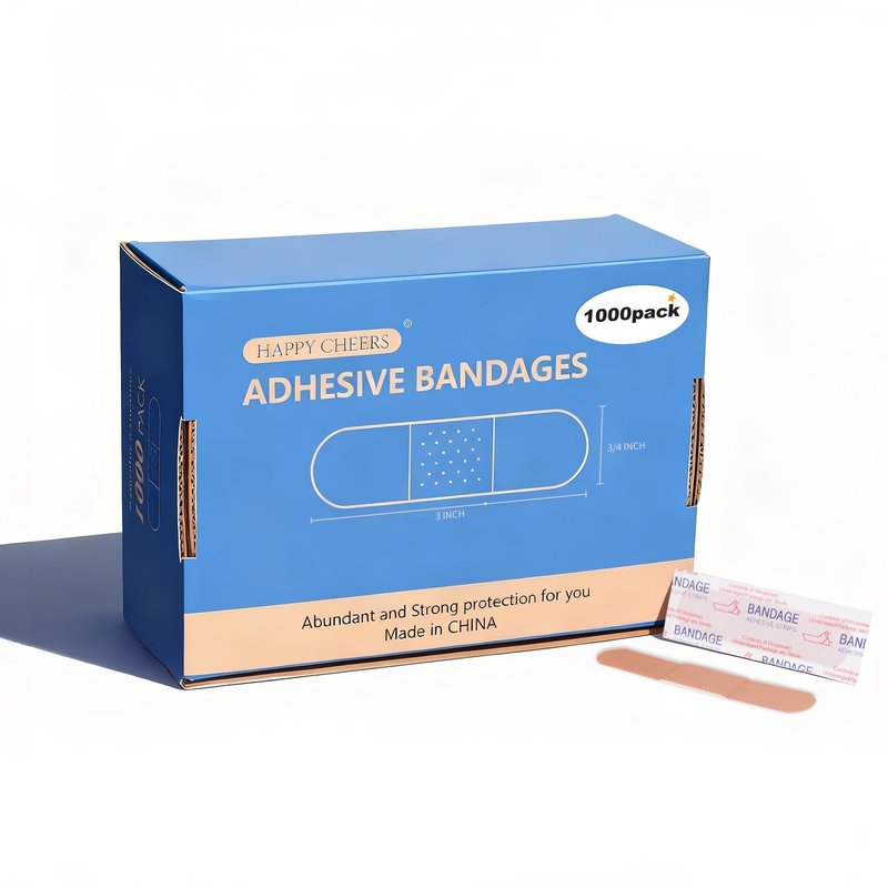 Adhesive Bandages 3/4" x 3" inch,1000 Count Bulk Plastic PE Strip Bandage, Waterproof, Non‑Stick Pad, Breathable Small Wound Bandages for First Aid Kit Refill, Classroom, Office, Workplace