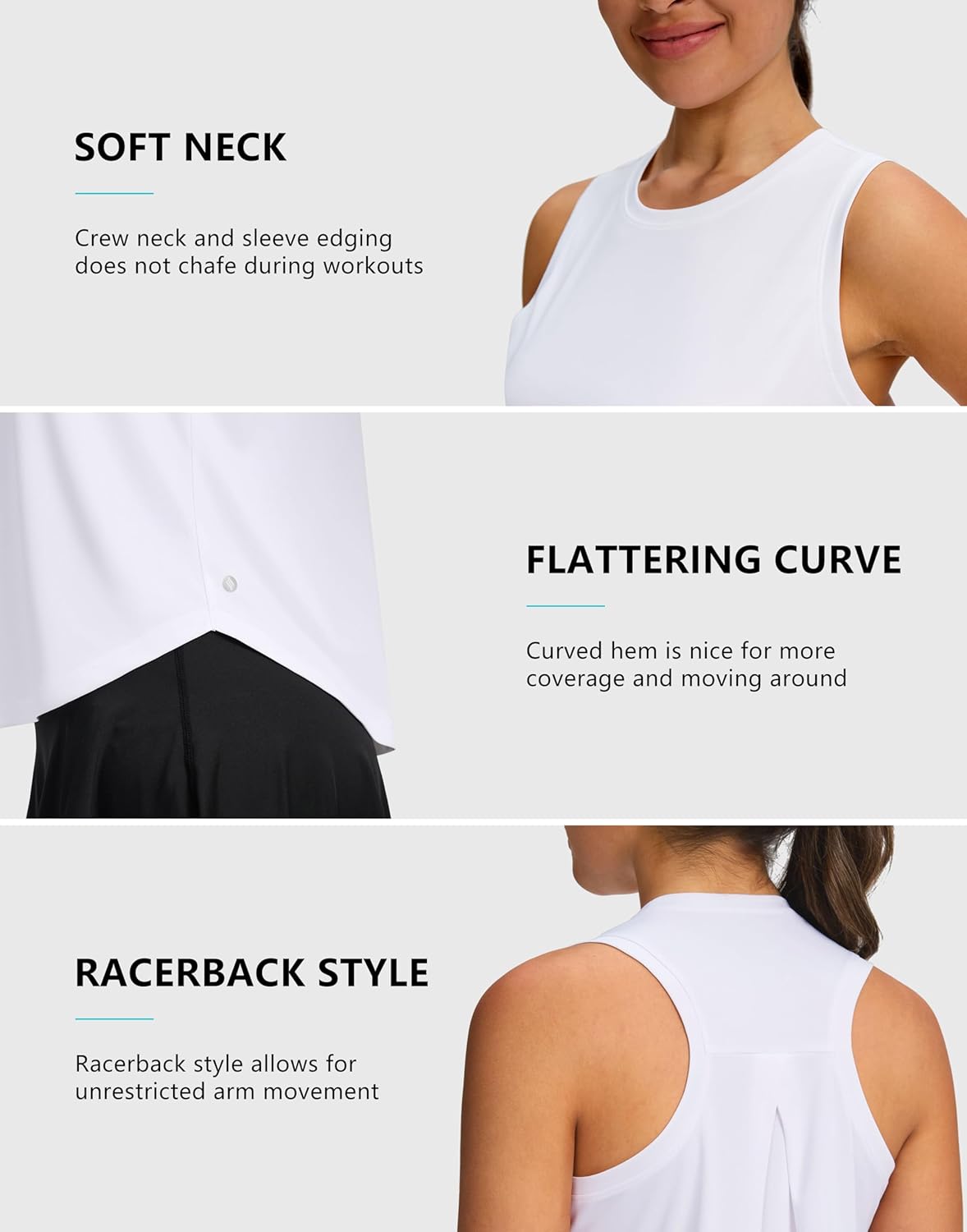 SANTINY Women's Sleeveless Workout Tops - Lightweight Racerback Tank for Yoga, Gym & Running
