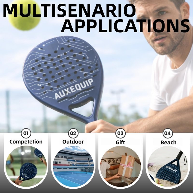 AOXEQUIP Padel Racket, Carbon Fiber Surface with EVA Memory Foam Core, Padel Racquet,Pala Padels(Navy Blue)