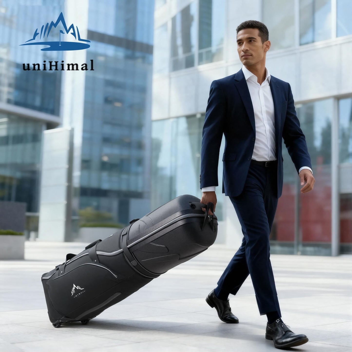 UNIHIMAL Golf Travel Bag for Airlines with Wheels, PC Hard Case Top Golf Club Travel Bag with 1680D Fabric, Shield Your Clubs with Lightweight Durability