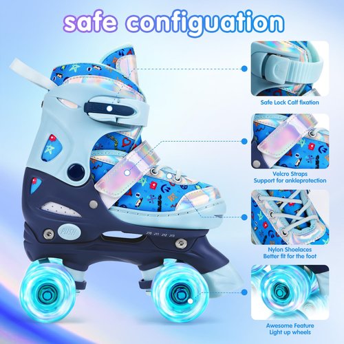 Besketo Toddler Skates for Boys, Adjustable Size 4 Shoes With All Light-Up Wheels, Sparkling Skate for Indoor/Outdoor & Birthdays - J7 to J10