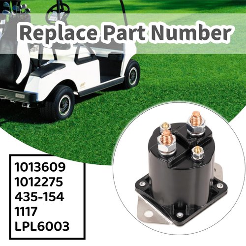 Haokixin 1013609 Golf Cart Solenoid Fits for Club Car DS Precedent Gas 1984-up, 4-Terminal 12V Starter Solenoid Replace 1012275 435-154 LPL6003 1117 240-20013