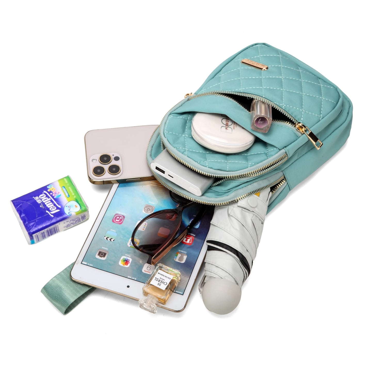 AOSTIHOT Small Sling Backpack Crossbody Sling Bag for Women, Casual Chest Daypack Cross Body for Travel Running Hiking Green