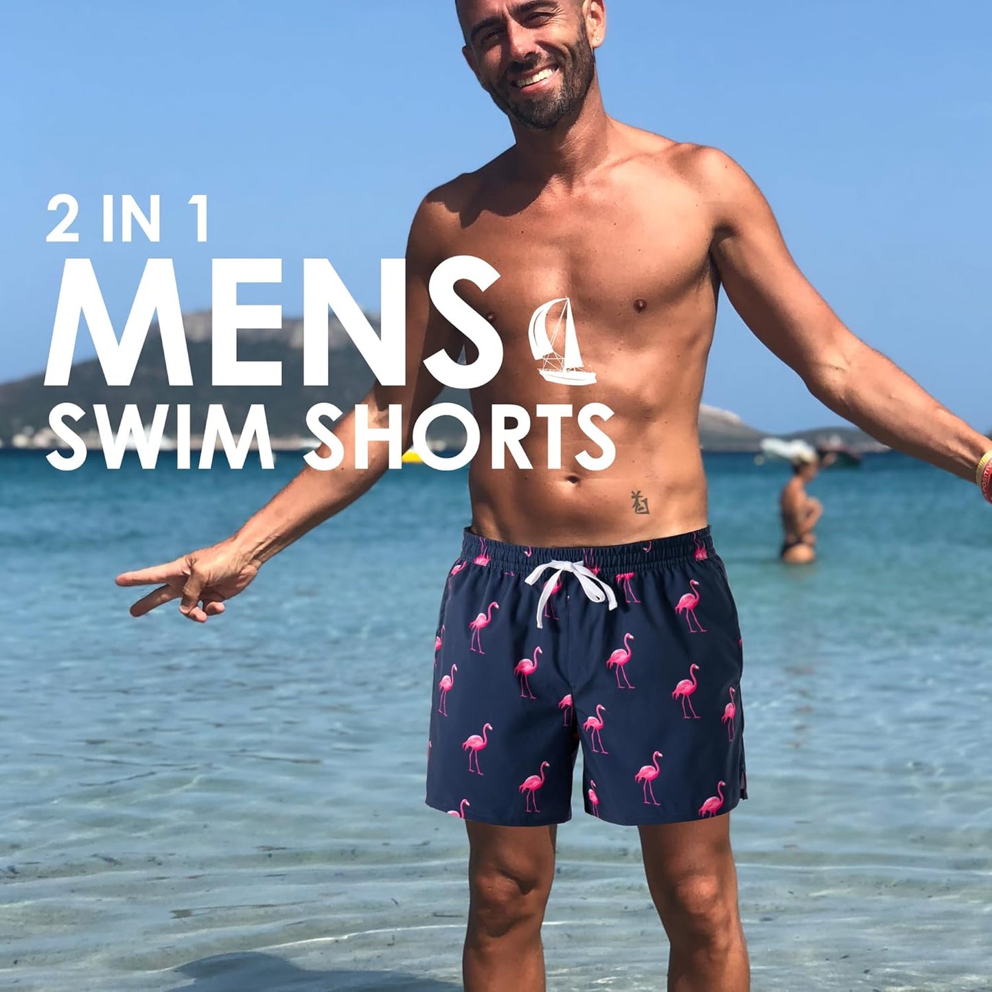 XOMZG Men's Swim Trunks - Quick Dry Mesh Lining Beach Shorts with Pockets | Hawaiian Print