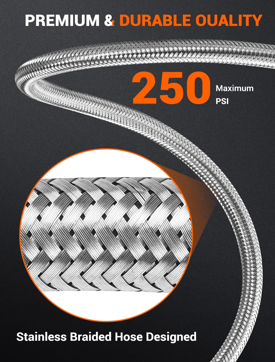 Quick Air Release Extention Replacement Hose for Portable Air Compressor, 1/4'' Thread Only Applicable to Certain Battery-Powered Portable Air Pumps. (24''/60cm)