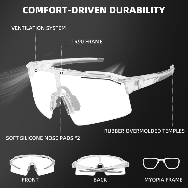 Sunbowglint Sports Safety Glasses for Men Women Unbreakable TR90 Frame Clear Goggles Baseball Cycling Fishing Glasses