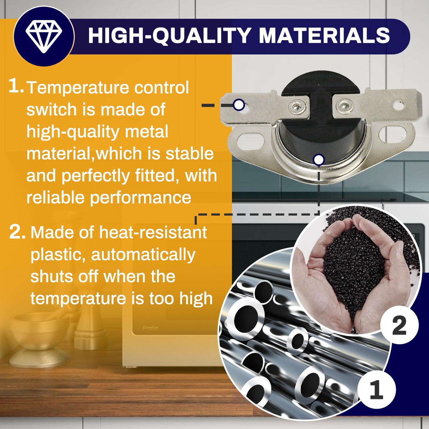 KSD201 110-0 - Microwave Oven Thermostat Fit for GE JES1657SMSS Temperature Control Switch