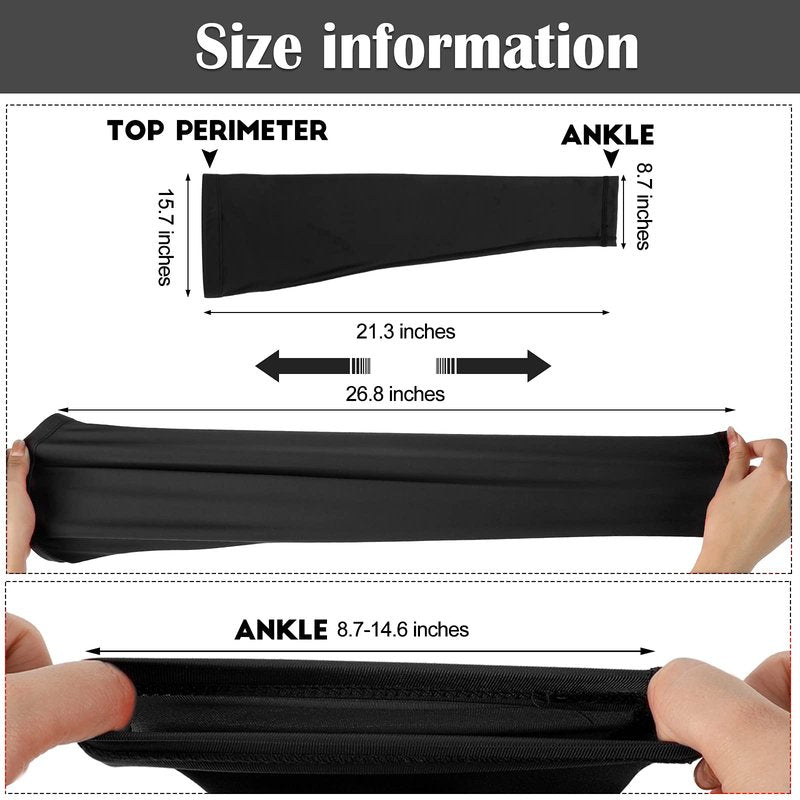 Skylety Leg Sleeves Compression Long Knee Sleeve UV Preserve for Men Women Sport Basketball Football (Black,6 Pieces)