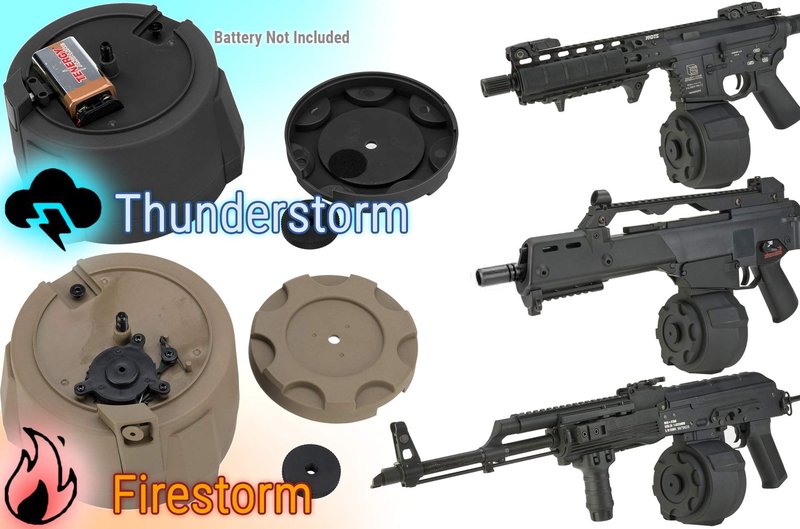 Evike Airsoft - Angel Custom 1500 Round Firestorm AEG Airsoft Drum Flashmag (Model: AK/Dark Earth)