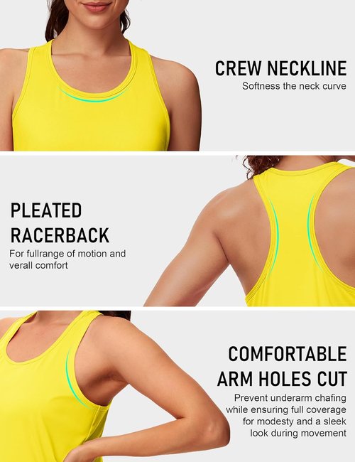 MAGCOMSEN Women's Workout Tank Tops - Quick Dry Racerback Yoga & Running Shirts | SPF 80+, 2 Pack