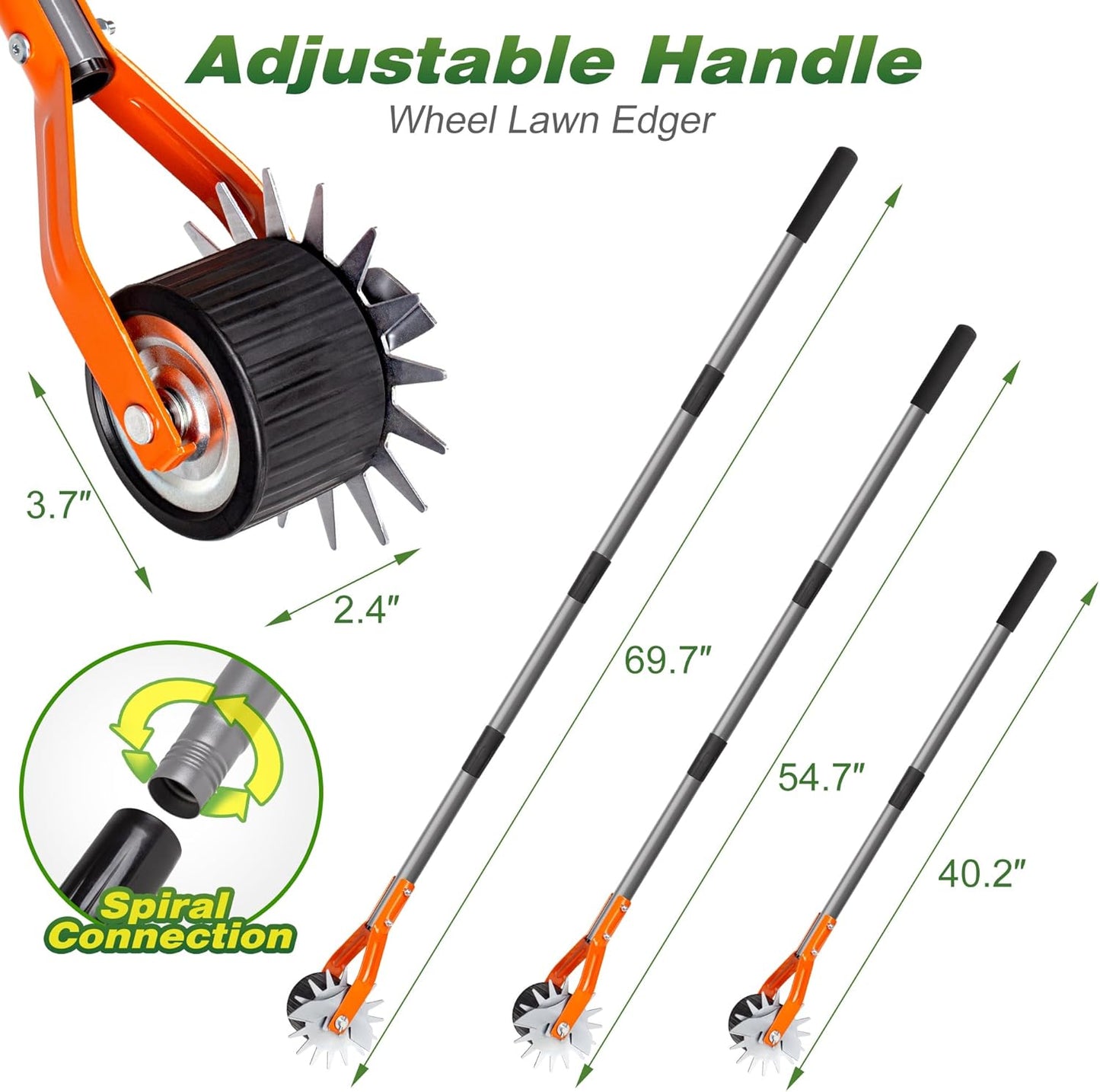 Walensee Manual Lawn Edger - 69.7 Inch Adjustable Stainless Steel Tool for Grass & Weed Trimming