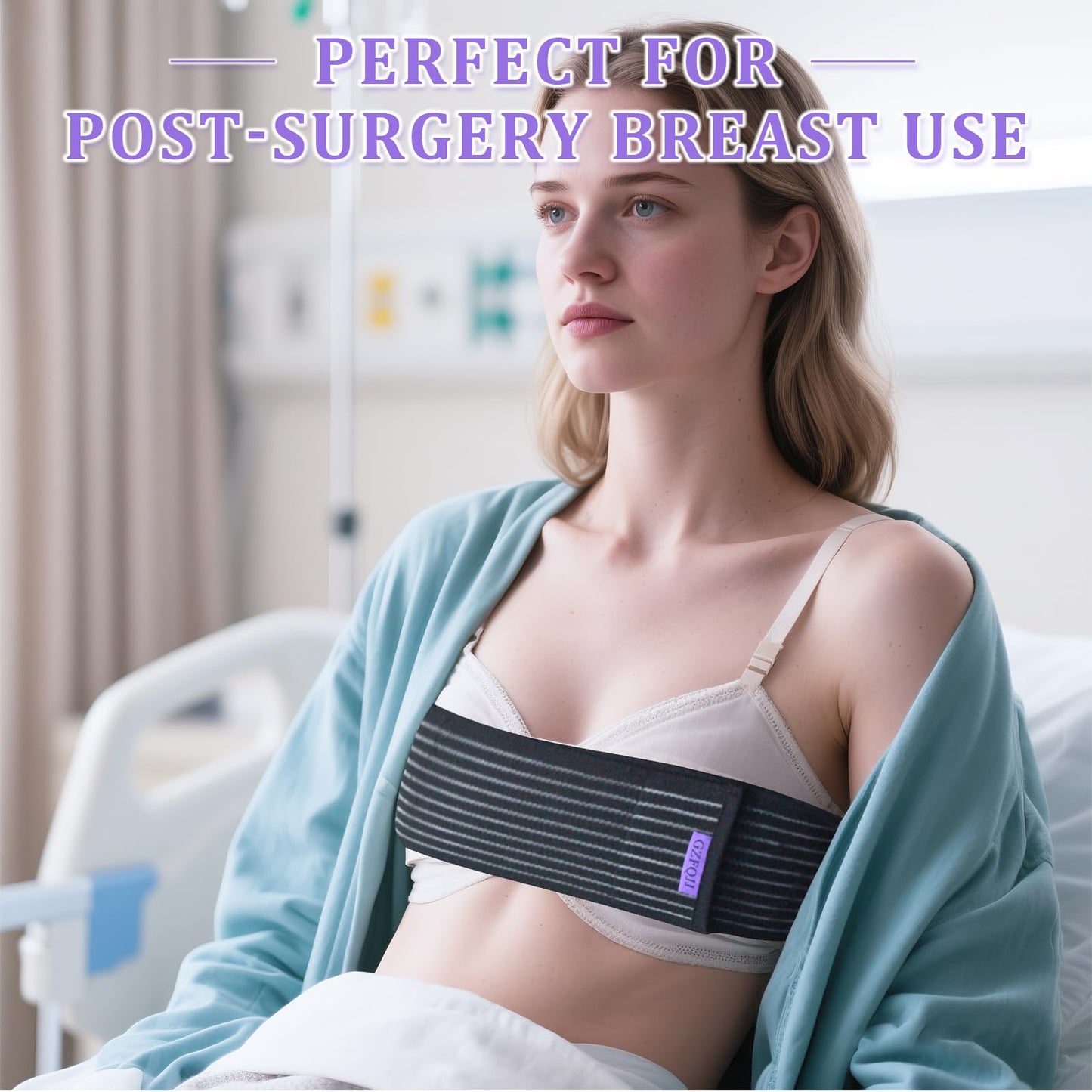 Breast Implant Stabilizer Band ，Post Surgery Breast Band Chest Compression Wrap For Women ，Breast Support Bandage ，Breast Augmentation Band Bra Breast Reduction Recovery Supplies For Healing One Size Fits All (Black)