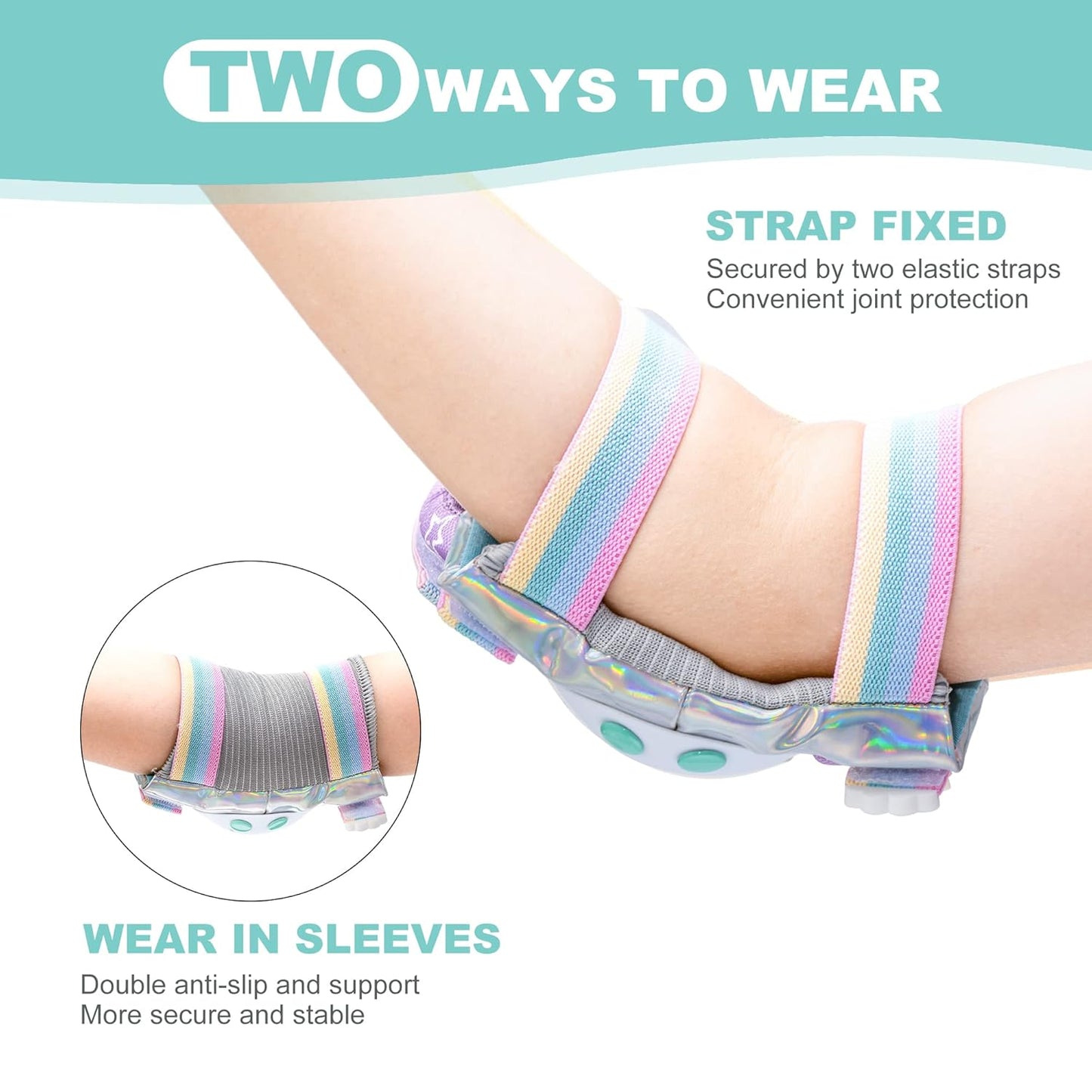 SULIFEEL Rainbow Unicorn Protective Gear Set - Adjustable Knee, Elbow Pads & Wrist Guards for Kids | Includes Drawstring Bag