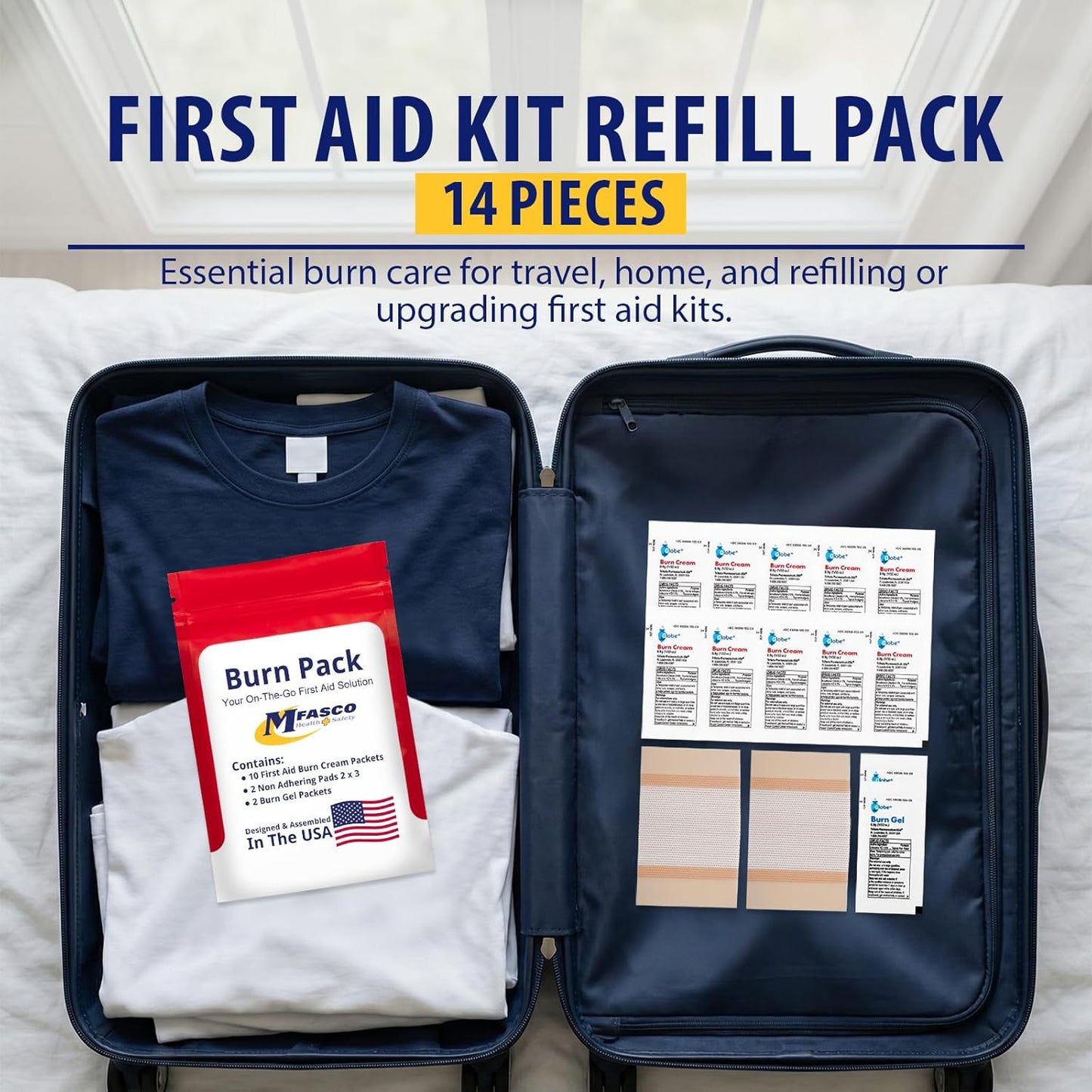 MFASCO First Aid Kit - Comprehensive Burn Care Refill Pack for Emergency Situations