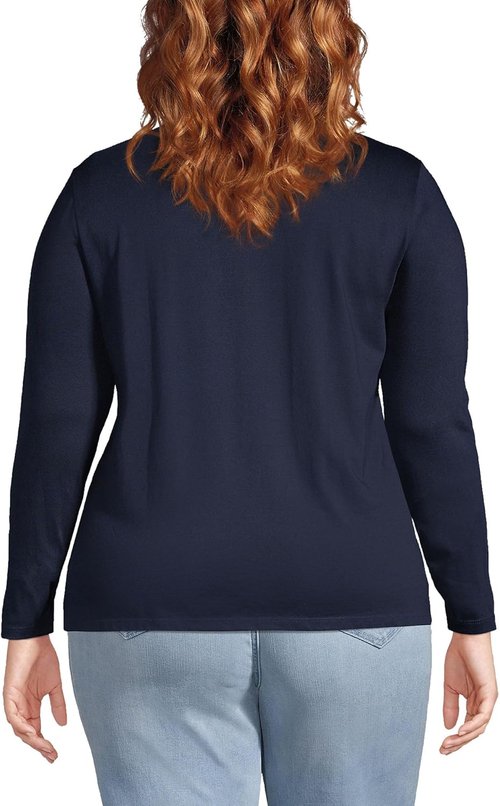 Lands' End Supima Cotton Long Sleeve Crew Neck T-Shirt - Women's Relaxed Fit, American-Grown