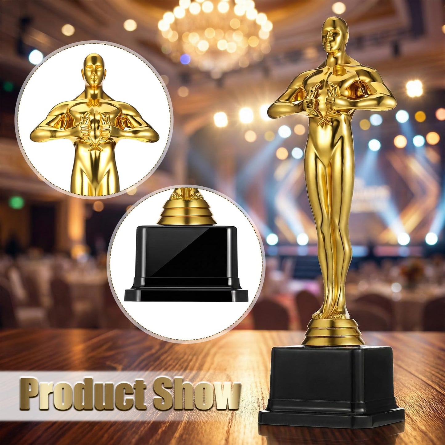 Xosjska 10'' Gold Award Trophy, 4 Pack Plastic Gold Award Trophies Oscar Trophy for-Award Ceremony,Celebration Competition,Events, Sports, Party Decorations,Ceremony and Appreciation Gift