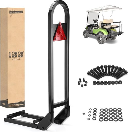 10L0L Golf Cart Rear Seat Grab Bar - Heavy Duty Safety Grab Bar w/Triangle Reflector for Rear Seat Passenger Security, Universal for Yamaha EZGO Club Car