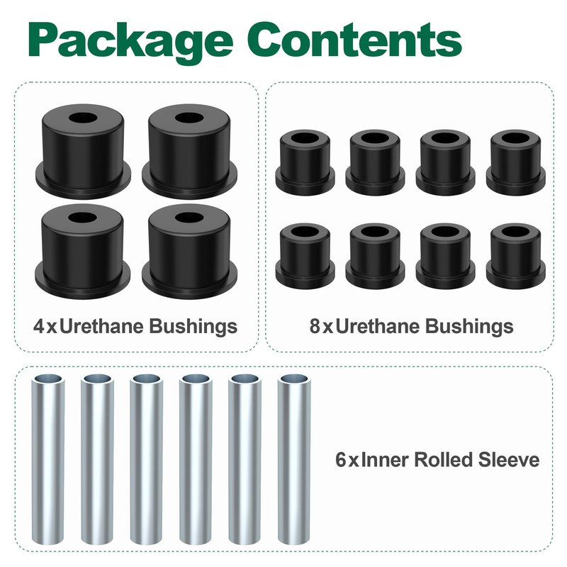 10L0L Complete Rear Leaf Spring Bushing Sleeves Kit for EZGO RXV 2008-up Electric & Gas Golf Cart, Replace OEM 620160 620161 624030