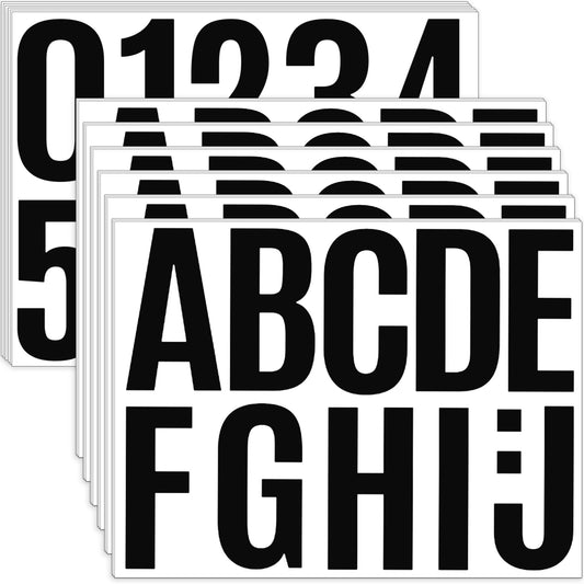 24 Sheets Letter Stickers 252Pcs Mailbox Numbers Large 4 Inch Vinyl Alphabet Numbers Stickers Big Self-Adhesive Waterproof Bulletin Post Board Letters for Mailbox Door Window Sign Home Address (4Inch)