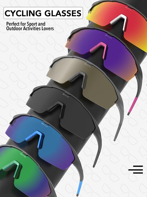 BEACOOL Polarized Sports Cycling Glasses Men Women UV400 Baseball Sunglasses TR90 Frame for Fishing Running Golf Softball