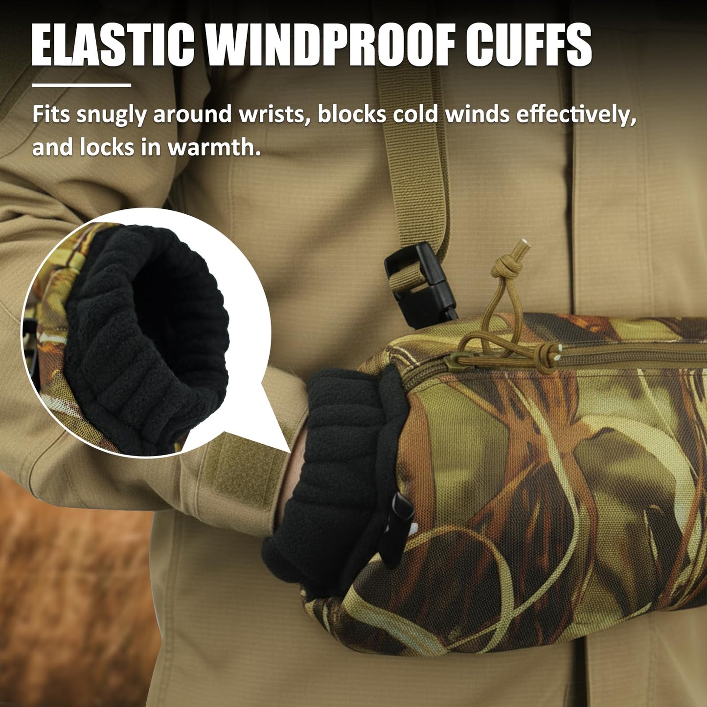 AYAMAYA Tactical Hand Warmer Pouch, Hunting Hand Muff Dangler Pouch for Plate Carrier, Waist Fanny Pack Handwarmer with Neck Strap & Hook and Loop for Football, Camping, Cold Winter Outdoor