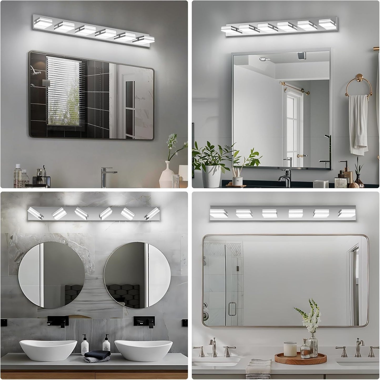 3-Light Modern LED Bathroom Vanity Light Fixture - Black Metal & Acrylic, 16-inch Over Mirror Lighting
