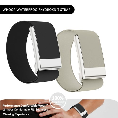 Fitcent Adjustable CoreKnit Bicep band Compatible with WHOOP 5.0 One+Peak WHOOP MG LIFE, Quik Drying Waterproof Bicep Bands with Stainless Steel U Shape for WHOOP LIFE ECG (Black, One+Peak)