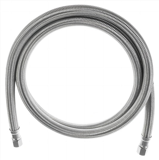 Refrigerator Ice Maker Hose, Universal Flexible Premium Braided Stainless Steel Water Line Connector, 1/4 Inch Compression, Silver (6 Feet)