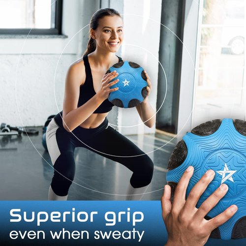 Yes4All Medicine Ball, Dual Texture Grip, Weighted Ball for Strength, Core & Balance Training, Non-Slip Rubber Shell, Multiple Sizes, 12 LB