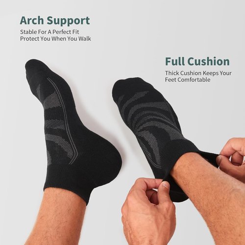 Lapulas Men's Ankle Socks - Cushioned Cotton Quarter Socks for Sports & Training | 6 Pack