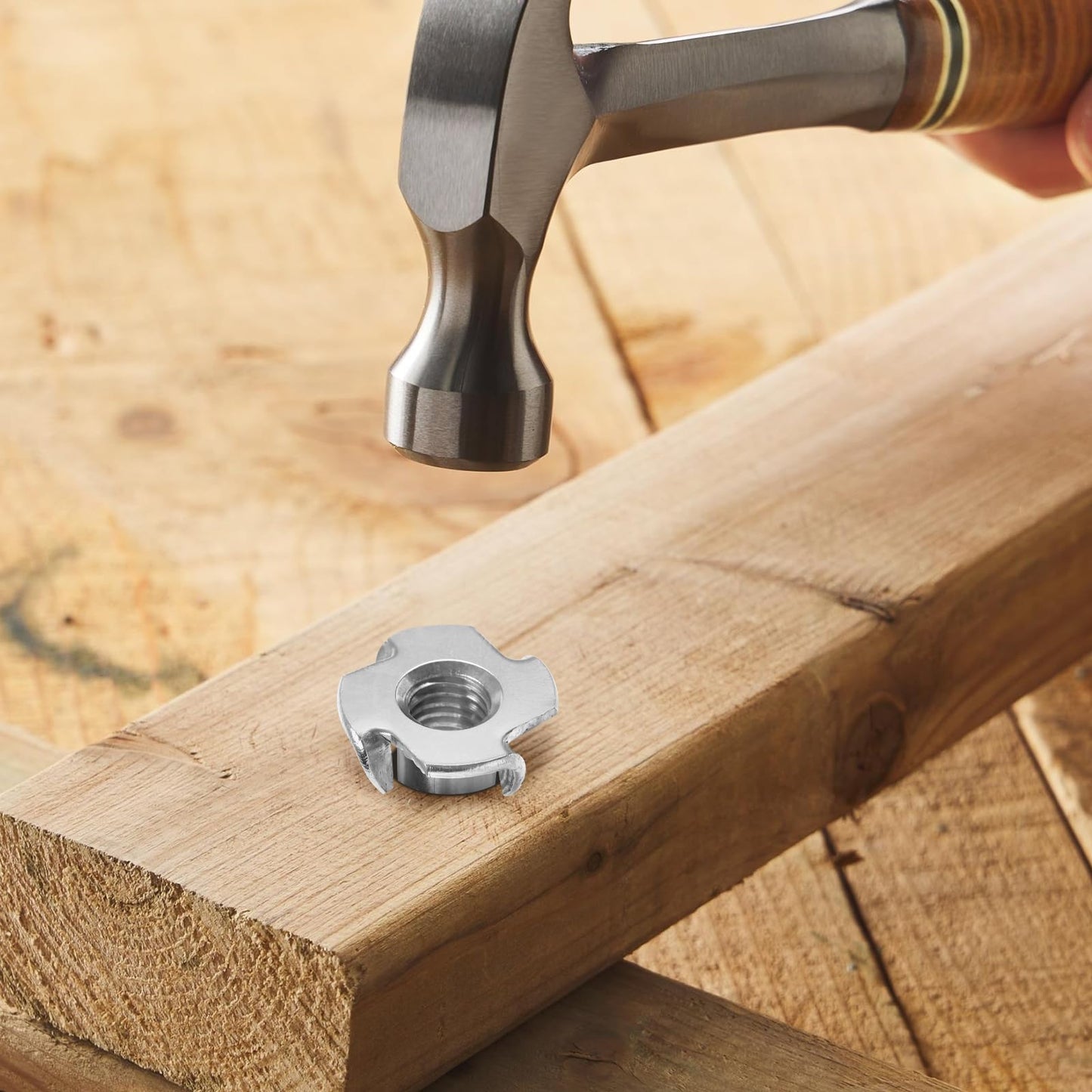 5/16"-18 T-Nuts 304 Stainless Steel, 4-Pronged Tee Nut for Wood, Rock Climbing Holds, Furniture, 25 PCS